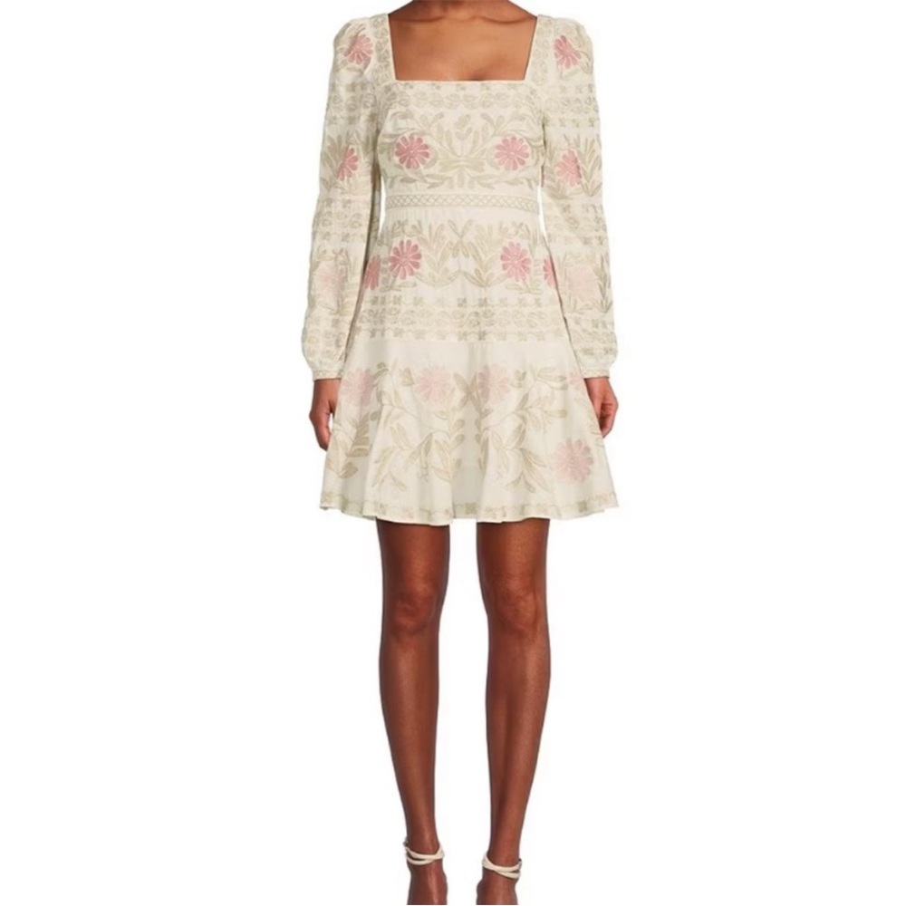 Antonio Melani Judy Floral Embroidered Square Neck A-Line Dress